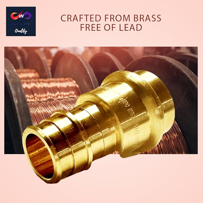 3/4 inch PEX Expansion Press Fitting 3/4-inch Crimp Coupling Brass Adapter For Copper and Pex Pipe Fittings Connection (Pack of 5)