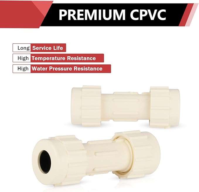 (Pack of 100) EFIELD 3/4"Compression Coupling,CPVC Fittings for Plumbing Installations and Repair (3/4"x3/4"COM),(CPVC052-5-100PCS)