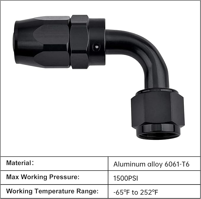EVIL ENERGY 10AN Hose End Fitting 90 Degree Swivel for CPE Braided Hose Black