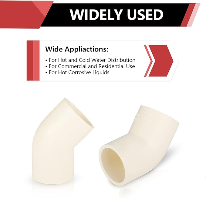 150-PACK EFIELD CPVC Elbow,1" Slip x Slip 45-Degree Elbow Fitting,(CPVC009-10-150PCS)