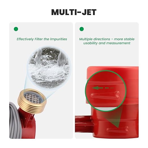 Watflow DN20 Water Meter 3/4" NPT, Gallon Water Flow Meter with Pulse Output, Hot Water Meter with Brass for Garden or Factory, Single-Jet Horizontal Install.(No Lead-Free)