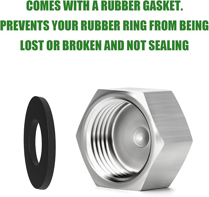 TAISHER 5PCS 304 Stainless Steel Garden Hose Adapter, 3/4" GHT Female Garden Hose End Caps with Washers