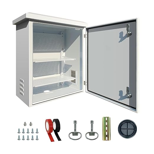 Outdoor Weatherproof Enclosure Electrical Box - 23.6x15.7x11.8 Outdoor Network Enclosure Exterior Box Ventilated Enclosure hinged Outdoor Galvanized Electrical Ventilation Design(600 * 400 * 300mm)