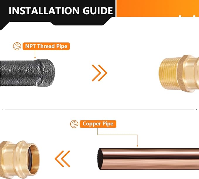 10-Pack HeSun Copper Press Fitting Adapter,1/2" Press X 1/2" Male NPT Adapter, LF Brass(PEX1807348)