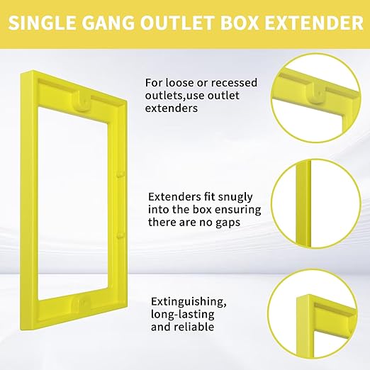 3 PCS 1/4" Single Gang Outlet Box Extenders with 6 Screws - Electrical Outlet Extender Receptacle Box Extenders for Electrical Outlet Switches, Yellow