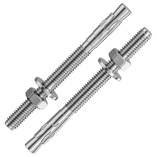 50Pcs 1/4x4 Inch Standard Fasteners for Heavy-Duty 304 Stainless Steel Wedge Anchors for Cement and Concrete