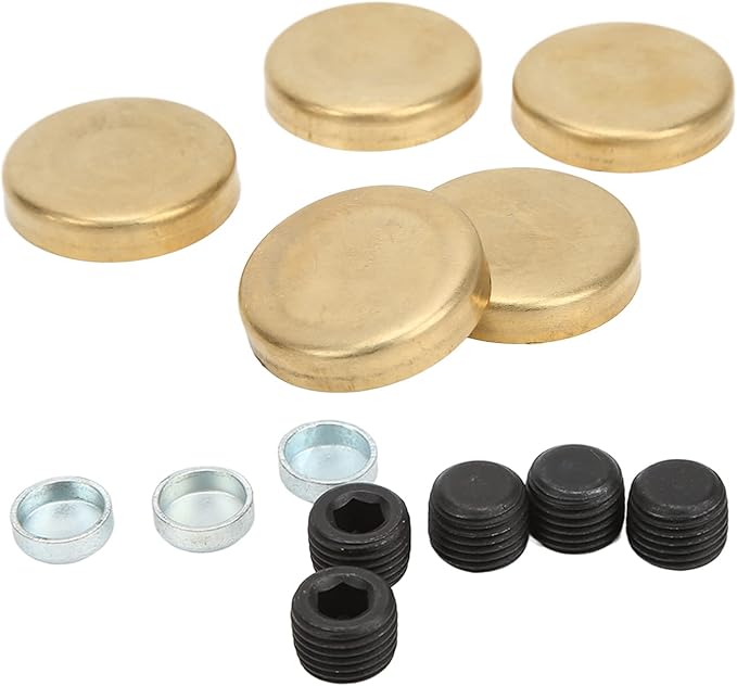 Engine Freeze Plug Kit Brass Freeze Frost Expansion Plug Parts MPE-100BR Compatible with Chevy Small Block 283ci 305ci 327ci 350ci 1957-1997