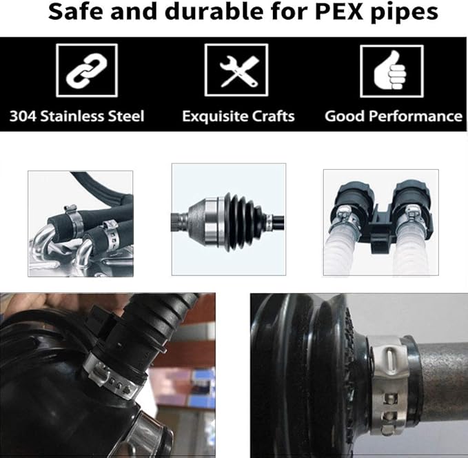50 PCS 1Inch PEX Cinch Clamps Rings, 304 Stainless Steel PEX Fitting Clamps Pinch Crimp Rings for PEX Tubing Pipe Fitting Connections (Silver-1inch(50PCS))