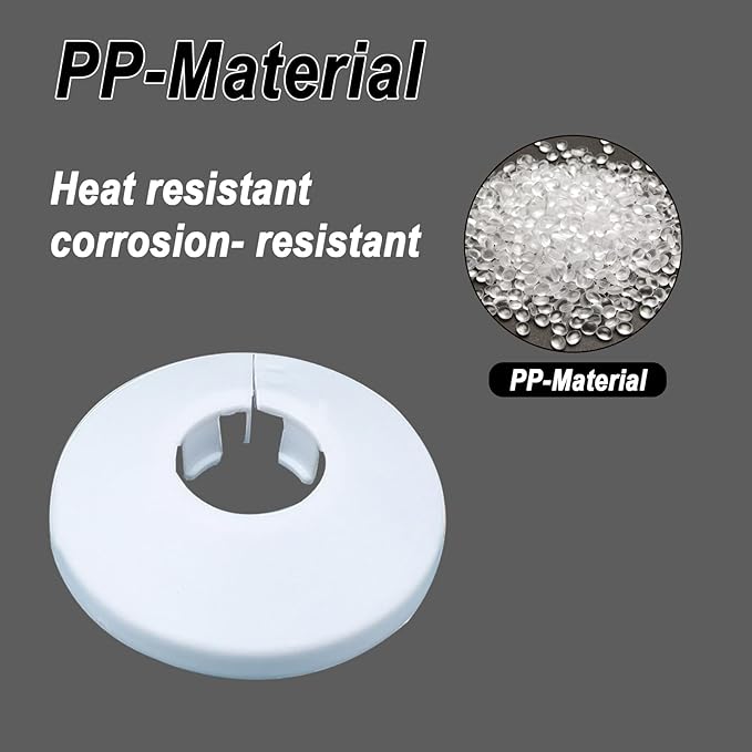 16mm Pipe Cover Decoration; Fit 0.63" Outer Diameter Pipe/Hole; White PP Plastic Escutcheon Collar; Snap-on Water Escutcheon Plate for Bathroom Kitchen Wall Tube Decor 2 Pcs