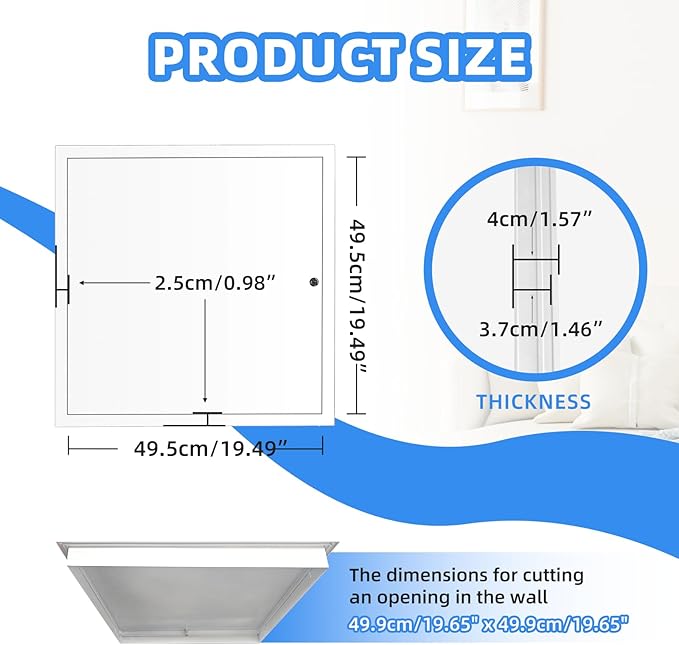 20" x 20" Metal Access Panel, 1MM Thickened Access Panel for Drywall, Aluminum Access Panel for Walls and Ceilings, Rust-Resistant and Easy-to-Install Drywall Access Panel