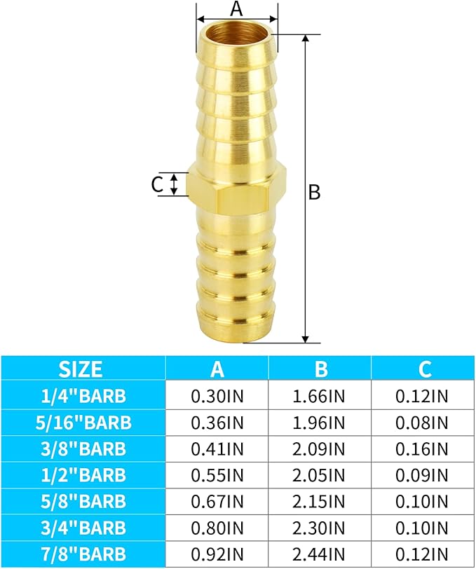 ChillWaves Brass Hose Barb Fittings, Splicer Mender Union 1/2" Barb x 1/2" Barb Hose Repair Kit For Water/Fuel/Air(6-PACK)