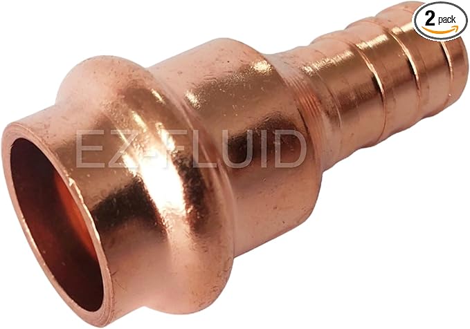 (2-Pack) EZ-FLUID Plumbing 3/4" PEX x Press LF Copper Propress Adapter Pressure Copper Fitting F1807 Barb Crimp Pex-B x Press Coupling Connector for Residential,Commercial