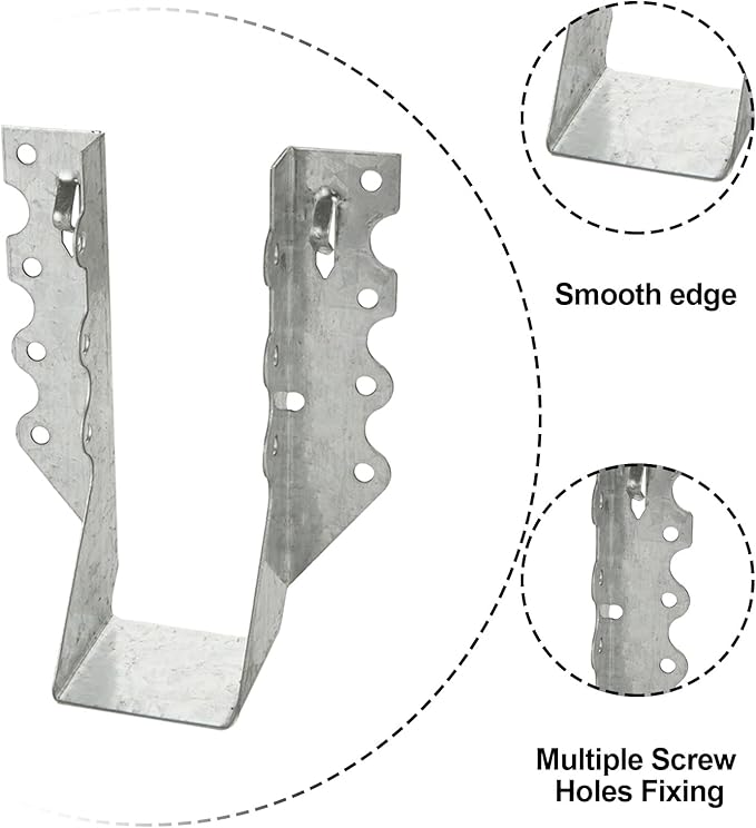 30Pcs 2x6 Joist Hangers for Wood, 18 Gauge Galvanizing Face Mount Joist Hangers, Joist Hanger 2x6 Hurricane Ties Brackets for Rafters for Floor Deck, Ceiling Joists, Wood, Roofs