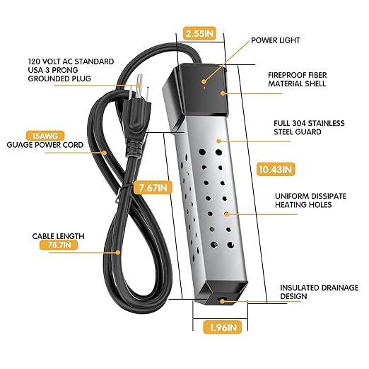 2000W Immersion Water Heater for Pool and Bucket Use, Rapid Heating with Digital LCD Thermometer, Anti-Scald 304 Stainless Steel Guard, Portable&Submersible, Heats 5 Gallon Water in Minutes
