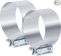 4 Inch Exhaust Clamp,Butt Joint Exhaust Muffler Pipe Band Clamp Sleeve Coupler Stainless Steel(2PCS)