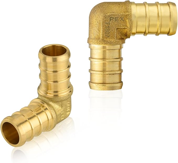 30-Pack HeSun PEX Fittings, 3/4"x3/4" Pex Elbow, Brass Crimp Fitting for Pex Pipes, ASTM F1807(PEX1807057-30)