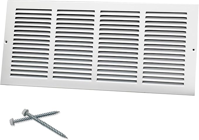 20"W x 8"H [Duct Opening Size] Steel Return Air Grille, Air Return Vent Cover for Ceiling and Sidewall - HVAC Air Vent Covers - [Outer Dimensions: 21.75"W x 9.75"H]