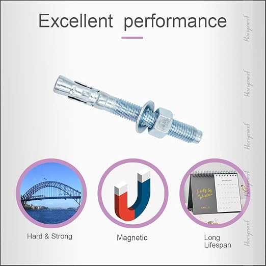 1/2" x 3-3/4" Wedge Anchor, for Cement and Concrete only, zinc-Plated Carbon Steel Screws and lag Bolts （ 20 pcs