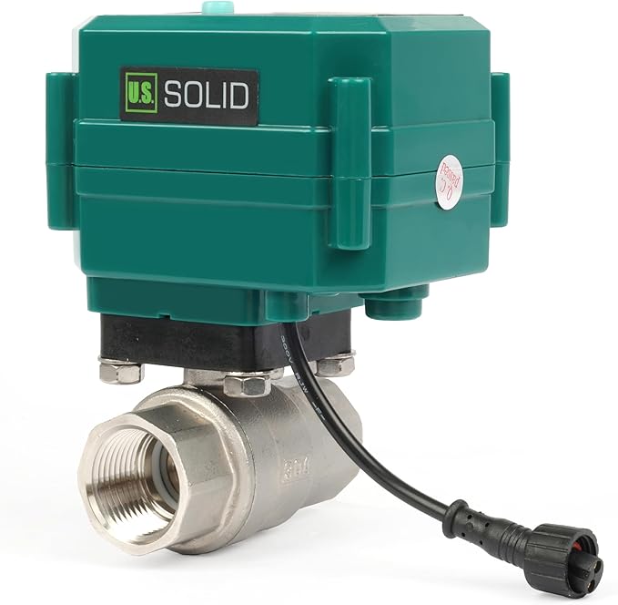 U.S. Solid 3/4" Smart Motorized Ball Valve - Stainless Steel Remote App Mobile-control Electrical Ball Valve with Manual Switch, Plug Connection
