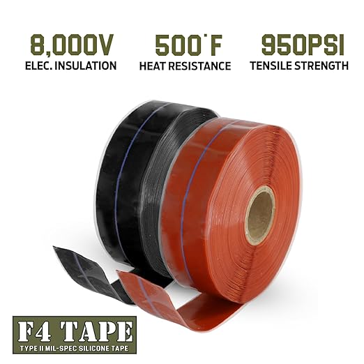 Bond It F4 Emergency Self-Fusing Silicone Tape, Repair Plumbing Pipe & Radiator Hose Leak, Electrical Insulation, Permanent Bonding, Waterproof, 1" x 36' x 20mil, Red