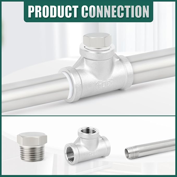 5PCS Stainless Steel Outer Hex Thread Socket Pipe Plug Fitting, 1/2" NPT Male, for Blocking or Sealing Holes in Pipes or Devices