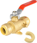 EFIELD 1/2 Inch Push-Fit Full Port Drop Ear Brass Ball Valve with Drain, Plumbing Fittings For Copper, Pex, Cpvc Pipe,(PF-VALVE070)