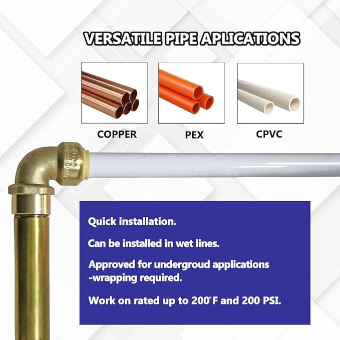 HQMPC 1/2" Pex Fittings No Lead Female PushFit Elbow 90-Degree -PEX Fitting 90 Degree Elbow Push-to-Connect Plumbing Fit for Copper, PEX, CPVC (2pcs 1/2") …
