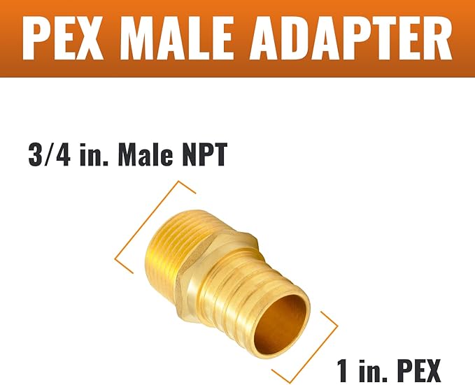 SUNGATOR 6-Pack PEX 1" x 3/4" NPT Male Threaded Adapter Crimp Fitting, No Lead Brass