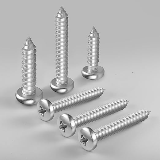 #8 x 5/8 Inch Pan Head Wood Screws, Phillips Drive, Stainless Steel 304 (18-8), Self Tapping for Wood, Sheet Metal Screws, 50 Pack