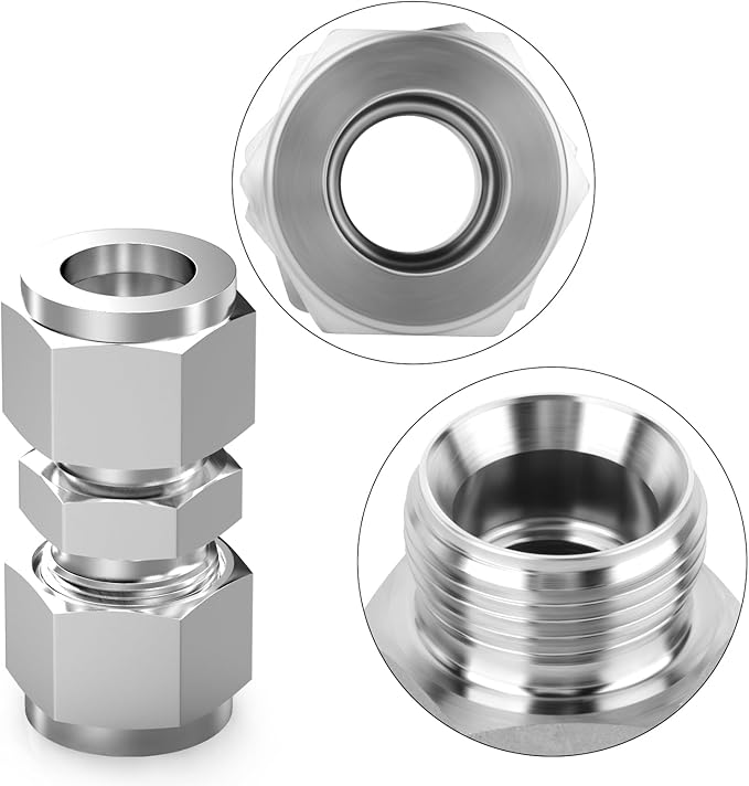 TAISHER 1PCS 304 Stainless Steel Compression Tube Pipe Fitting Connector, 3/4" Tube OD x 3/4" Tube OD Straight Adapter