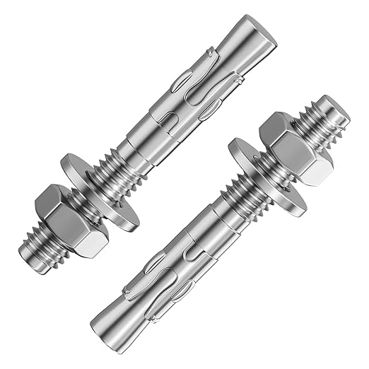 10Pcs 5/16x2-1/4 Inch Standard Fasteners for Heavy-Duty 304 Stainless Steel Wedge Anchors for Cement and Concrete