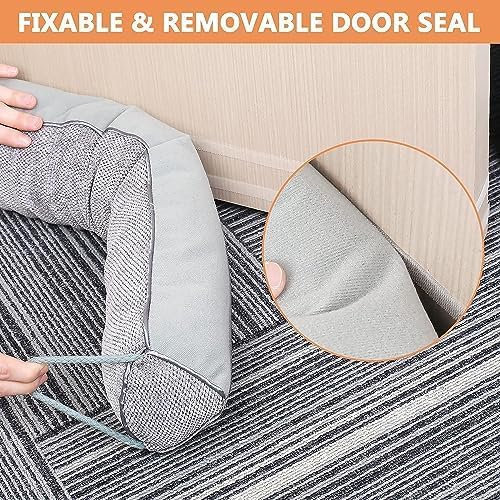 Triangle Under Door Draft Stopper Noise Blocker 40 Inches for Door Bottom Air Seal Insulation and Soundproof, Heavy Duty Weather Guard Snake Stripping, Gray