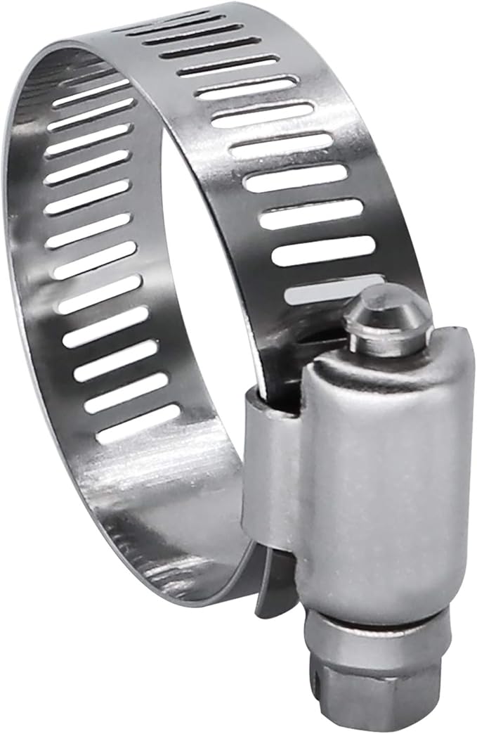 ROADFORMER 1.25" Worm Gear Hose Clamp - SAE 20 Size, Full Stainless Steel with 1/2" Band Width, Working Range 21mm - 44mm Hose Clamps, 10 Pack