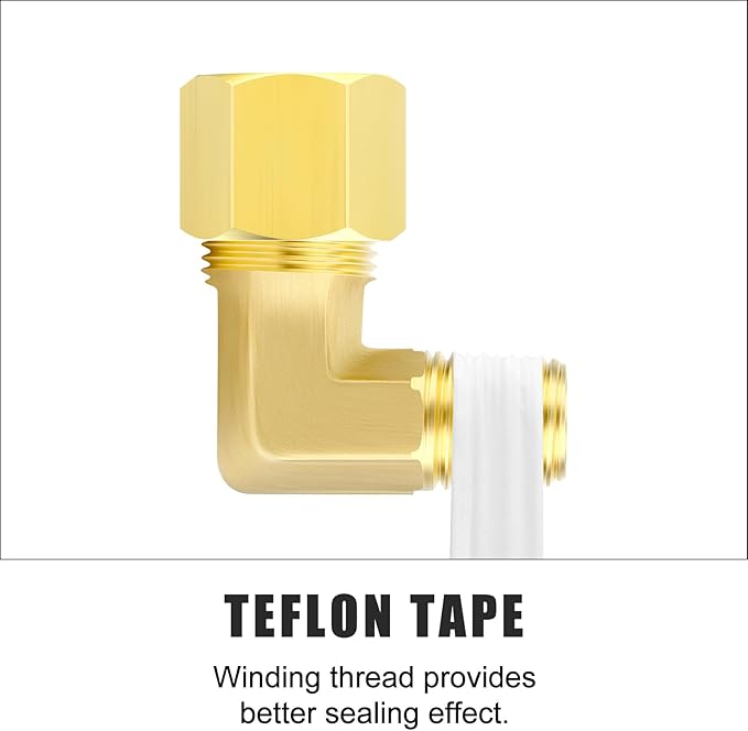 GASHER 5PCS Brass 90 Degree Elbow Compression Tube Pipe Fitting Connector, 3/8" Tube OD x 1/8" NPT Male Connector
