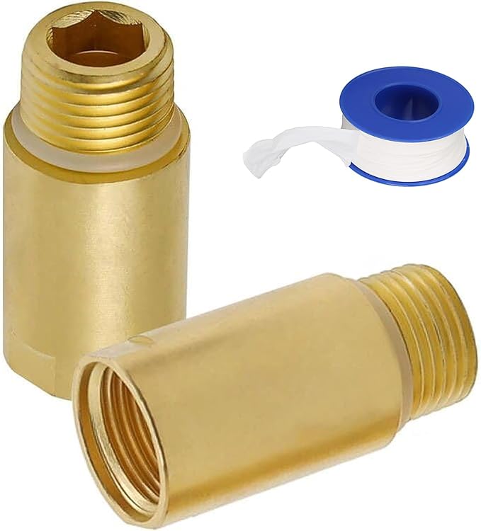 (2 pcs) Upgrade Brass Pipe Plumbing Adapter with Rubber O-ring, 1/2" NPT Male x 1/2" NPT Female Pipe Fitting Coupler, Seamless and Leakproof (2.5" Length)