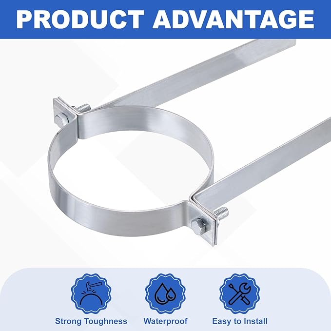 PATIKIL 6 Inch B Vent Wall Strap, 2 Pack Galvanized Round Gas Vent Pipe Strap Ventilation Open Ring Hanger Vent Wall Bracket for B Type Vent Pipe, Silver
