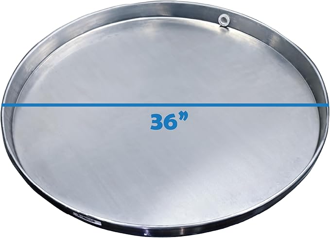 Commercial Water Heater Pan 36 Inch Aluminum 36 x 2.3 Inch with Side Drain Water Damage Prevention No Leaks High Quality Smitty Pan Made In USA