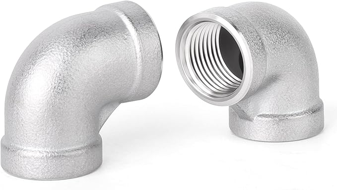 TAISHER 5PCS 304 Stainless Steel 90 Degree Elbow Fittings, 3/8 Inch NPT Female Pipe to 3/8 Inch NPT Female 304 Stainless Pipe Fitting