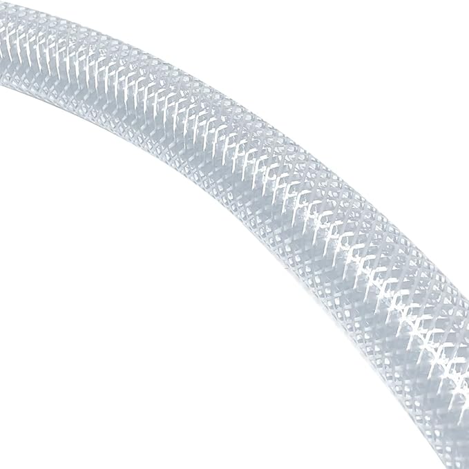 Gloxco Clear Braided PVC Tubing, Food Grade, Heavy Duty Reinforced Hose, 5/8" ID, 10 Ft Length