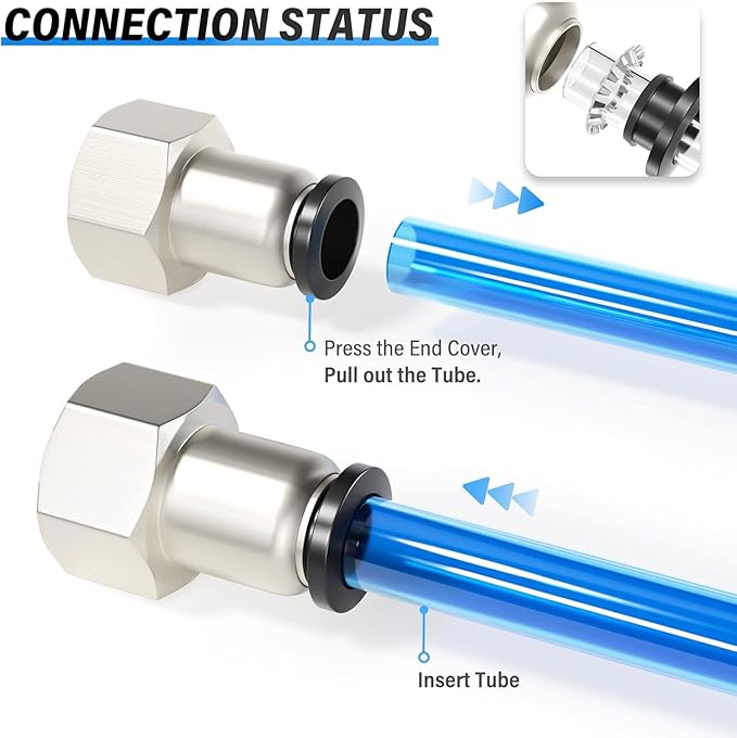 TAILONZ PNEUMATIC Female Straight 5/16 Inch Tube OD x 1/8 Inch NPT Thread Push to Connect Fittings PCF-5/16-N1(Pack of 10)