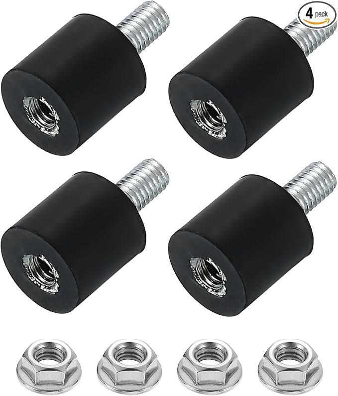 uxcell M3 Rubber Mounts, 4Pcs 8x8mm(DxH) Rubber Cylindrical Anti Vibration Isolator Shock Absorber with Lock Nut for Car Bobbin Generator Air Compressors