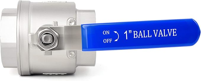 TAISHER 1 PCS 1 Inch FNPT Heavy Duty Full Porat Ball Valve 304 Stainless Steel with Blue Handles