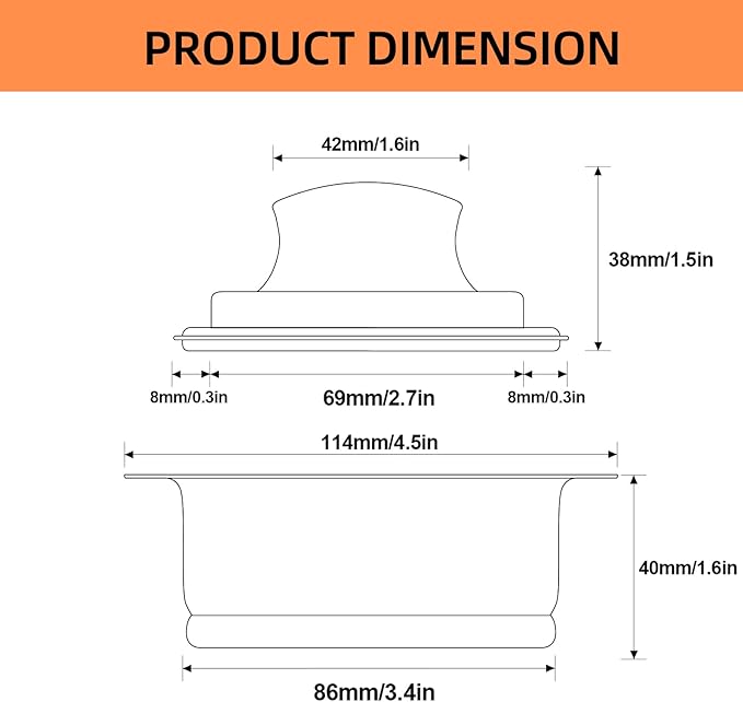 RQYEKDO Garbage Disposal Flange Stopper Collar Sink Baffle Kit, Fit Universal 3-1/2 Inch Standard Sink Drain Hole，Kitchen Sink Flange Stopper Replacement Accessories,Stainless Steel (Black)