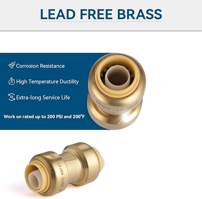 50 Pack 3/4 Inch Pushfit Straight Coupling, PEX Brass Push-fit Coupling with Disconnect Clip, Push-to-Connect Plumbing Fittings for PEX, Copper, CPVC