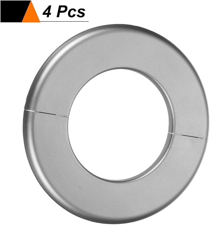 HARFINGTON 4pcs Wall Split Flange 78mm/3.1" Self-Adhesive Plumbing Cover Plates ABS Plastic Round Escutcheon Plate Buckle Design for Water Pipe Bathroom Kitchen Decoration, Gray