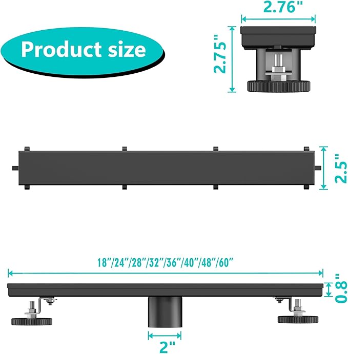 Neodrain 18 in Matte Black Linear Shower Drain- with 2-in-1 Flat & Tile Insert Cover, 304 Stainless Steel Rectangle Shower Floor Drain,Floor Shower Drain