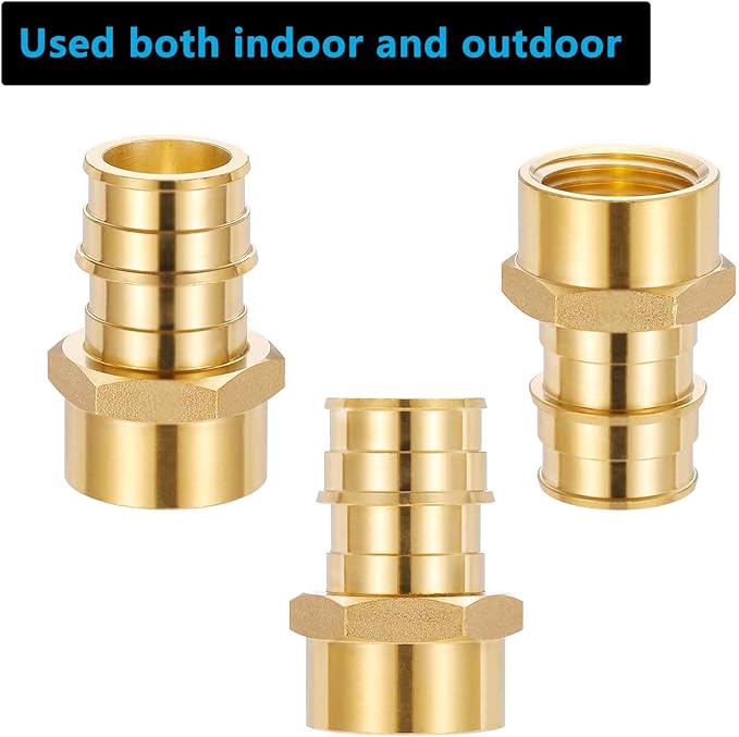 (10 Pack) Lidertik PEX A Fittings Expansion Female NPT Adapter, 3/4" PEX F1960 to 1/2" NPT Female Threaded Adapter Brass
