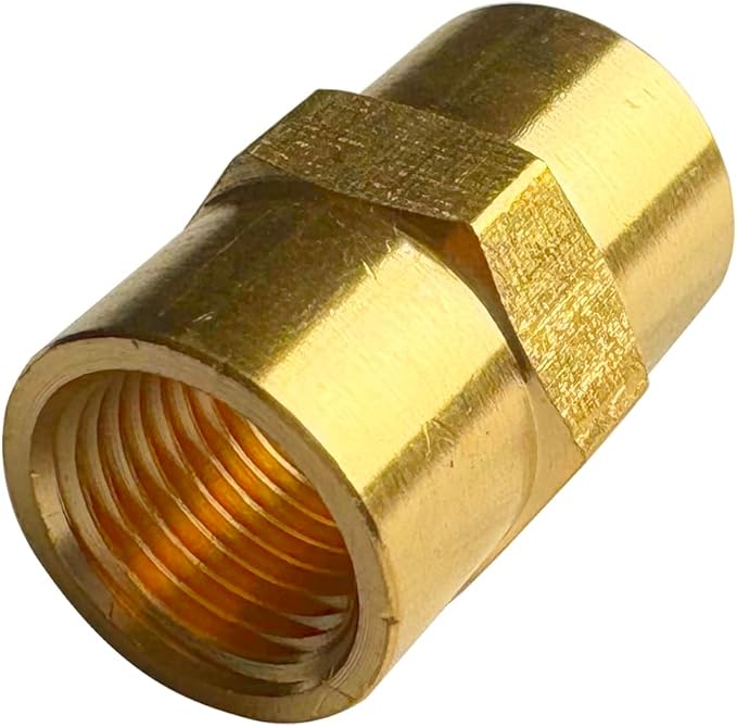 1/8" Female Threaded Hex Nipple Brass Coupling Coupling NPT Pipe Fitting Pipe Adapter Straight Connectors for Air, Gas, Oil, Fuel, Propane Pack of 2