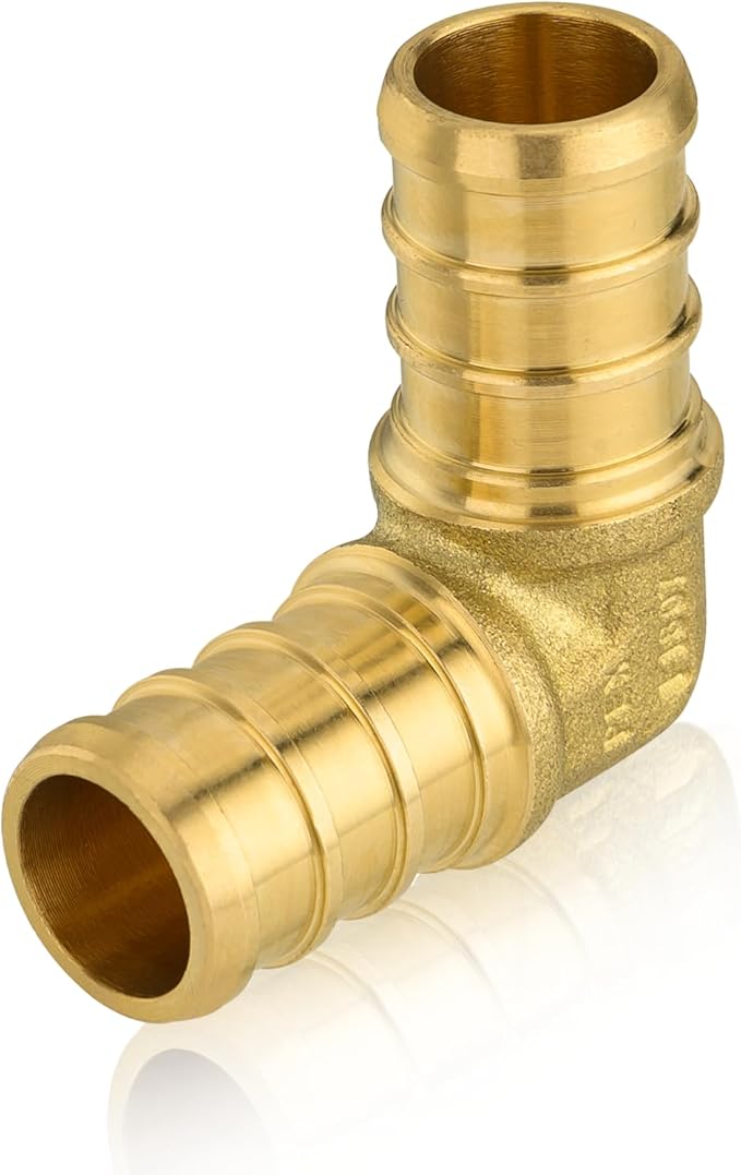 40-Pack HeSun PEX Fittings, 3/4"x3/4" Pex Elbow, Brass Crimp Fitting for Pex Pipes, ASTM F1807(PEX1807057-40)