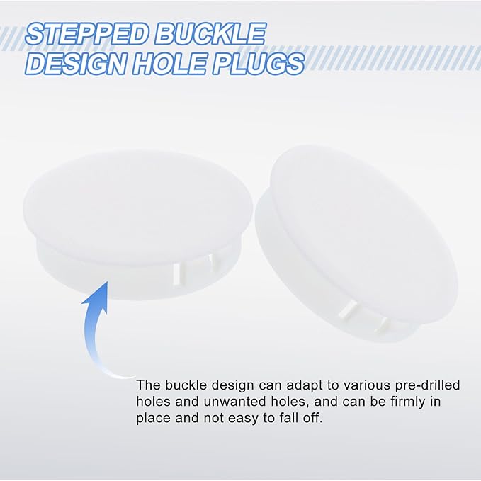 uxcell 10Pcs Plastic Hole Plugs, 45mm(1-3/4") Flush Type Panel Plugs, Round Snap Knockout Locking Plugs for Furniture Insert End Caps Panels, White